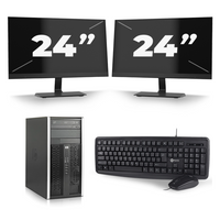 HP Compaq Pro 6300 Micro Tower - Intel Core i7-3e Generatie - 16GB RAM - 256GB SSD - Windows 10 + 2x 24 inch Monitor