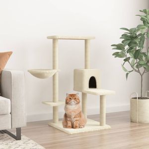 Kattenmeubel met sisal krabpalen 95 cm crmekleurig