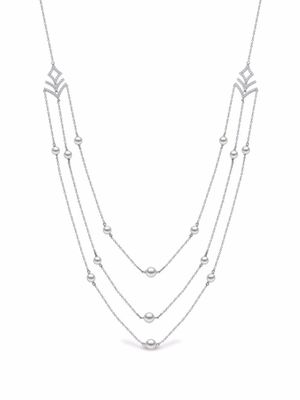 Yoko London collier Sleek en or blanc 18ct orné de perles d'eau douce et de diamants - Argent