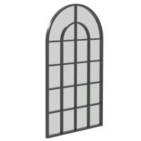 HOMCOM Decoratieve spiegel, grote spiegel, vensterlook, boogvormig, inclusief ophanging. Zwart + spiegelglas