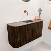 Toiletmeubel Mondiaz Joya Dlux | 83.2 cm | Meubelkleur Walnut | Faye wastafel Oza Wasbak Midden | Zonder kraangat(en)