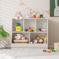 Boekenkast voor Kinderen Houten Kinderrek met 5 Kubusvakken 2 Verdiepingen Speelgoedrek Opbergkast voor Kinderkamer (Wit)