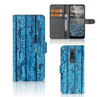 Nokia 2.4 Book Style Case Wood Blue - thumbnail