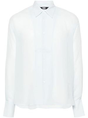 GCDS chemise en soie à logo brodé - Bleu