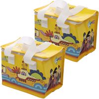 Set van 2x stuks kleine koeltassen voor lunch geel met Yellow Submarine print 16 x 21 x 14 cm 4,7 li