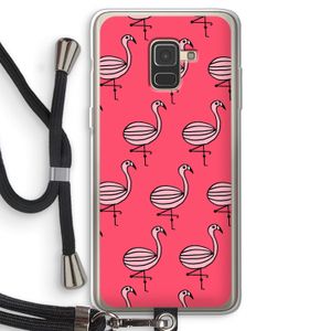 Flamingo: Samsung Galaxy A8 (2018) Transparant Hoesje met koord