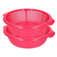 Plasticforte keuken vergiet - 2x stuks - fuchsia roze - 31 x 9,5 cm - kunststof - afgieten van groen