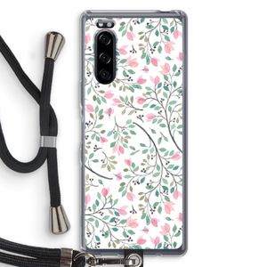 Sierlijke bloemen: Sony Xperia 5 Transparant Hoesje met koord
