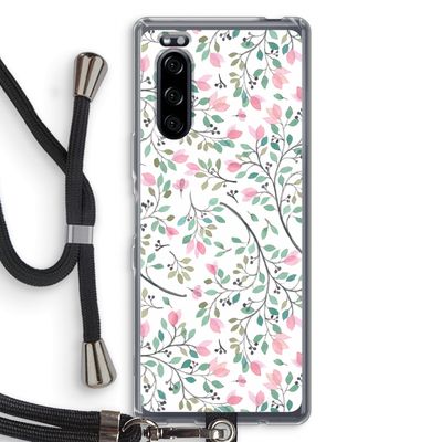 Sierlijke bloemen: Sony Xperia 5 Transparant Hoesje met koord