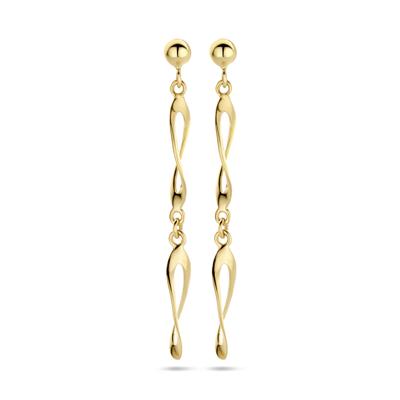Verfijnde 14k Geelgouden Oorhangers met Gedraaide Elementen - 47mm Hoog