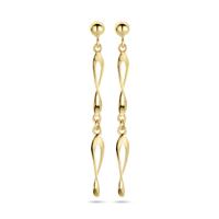 Verfijnde 14k Geelgouden Oorhangers met Gedraaide Elementen - 47mm Hoog
