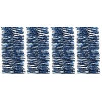 4x Kerst lametta guirlande donkerblauw 270 cm kerstboom versiering/decoratie   - - thumbnail