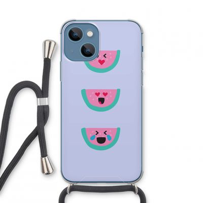 Smiley watermeloen: iPhone 13 mini Transparant Hoesje met koord