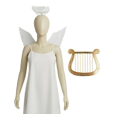 Engel verkleedaccessoires set - wit - engelen vleugels - 3-delig - carnaval / kerst thema