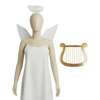 Engel verkleedaccessoires set - wit - engelen vleugels - 3-delig - carnaval / kerst thema