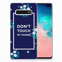 Samsung Galaxy S10 Plus Silicone-hoesje Flowers Blue DTMP - thumbnail