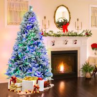 180 cm Sneeuwvlokkige Led-Kerstboom met PE- en PVC-Naalden Dennenboom met Metalen Standaard Eenvoudige Montage