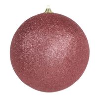 1x Grote koraal rode kerstballen met glitter kunststof 18 cm   -
