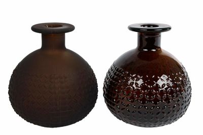 Vaas Diamond bol mat/helder bruin a2 glas per stuk.