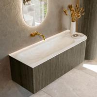 Badmeubel Mondiaz Kurve-Dlux | 125 cm cm | Meubelkleur Shadow | Wastafelkleur Ostra | Solid surface | Wasbak links zijde spoelbak | Zonder kraangat(en)