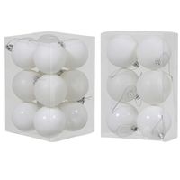 Kerstversiering set kerstballen wit 6 - 8 cm - pakket van 54x stuks - thumbnail