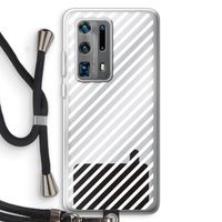 Strepen zwart-wit: Huawei P40 Pro Plus Transparant Hoesje met koord
