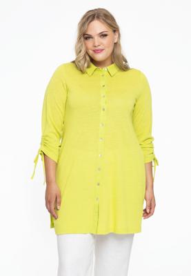 Yoek Blouse wijd met koordje COCOON | Groen | Maat 46/48