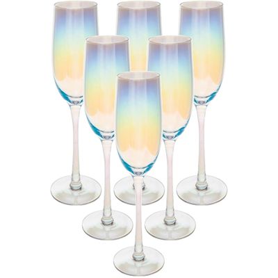 Set van 12x champagneglazen/flutes parelmoer Fantasy 210 ml van glas