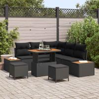 Tuinbankenset 8 pcs Zwart poly rattan