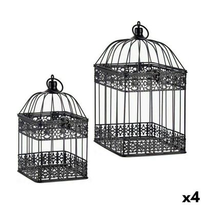 Decoratieve kooi Gift Decor J3182654-BLACK J3182654-BLACK Zwart 18 x 35 x 18 cm 14 x 14 x 29 cm Set (4 Stuks)