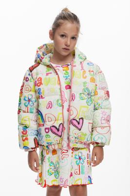 Gewatteerd jack met lettering - WHITE - 5/6