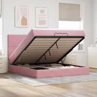 Ottoman bed met matrassen en LED's 180x200cm fluweel roze