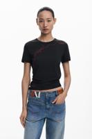 T-shirt met geborduurde zin - BLACK - M