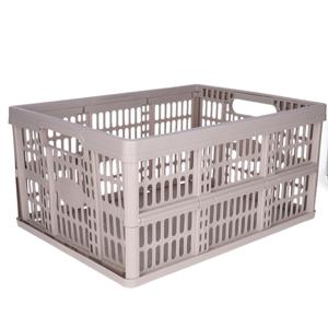 Opvouwbare krat - beige - 48 x 35 x 24 cm - boodschappen - 32 liter - kunststof