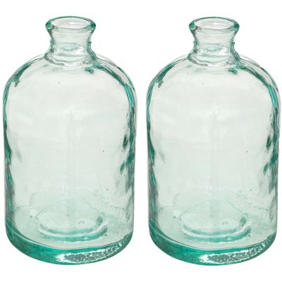 Bloemenvaas - 2x - Apotheker Fles model - transparant - glas - H32 x D18 cm