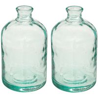 Bloemenvaas - 2x - Apotheker Fles model - transparant - glas - H32 x D18 cm