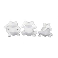 Decoratieve figuren DKD Home Decor 18,5 x 13 x 17,8 cm Wit Kikker (3 Stuks)