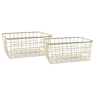 Svenska Living Draadmand - Set van 3x stuks - goudkleurig - 28 x 22 x 13 cm - opbergmand Svenska Living Draadmand - Set van 3x stuks - goudkleurig - 28 x 22 x 13 cm - opbergmand