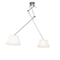 QAZQA Hanglamp staal met plisse kappen crème 35 cm 2-lichts - Blitz - thumbnail