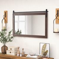 Rechthoekige Spiegel met Houten Frame Onbreekbare Wandspiegel Rustieke Hangspiegel Donkerbruin