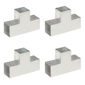 VidaXL Paalverbindingen 4 st t-vorm 101x101 mm gegalvaniseerd metaal