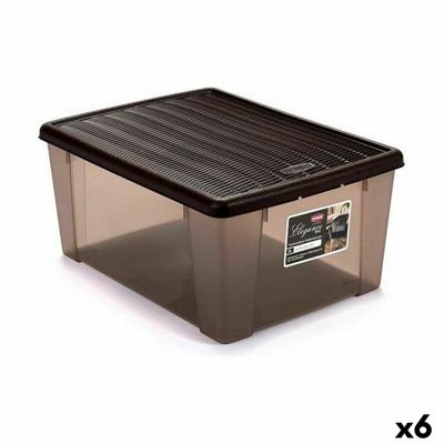Opbergbak met Deksel Stefanplast Elegance Bruin Plastic 15 L 29 x 17 x 39 cm (6 Stuks)