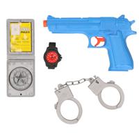 Jonotoys Politie speelgoed pistool en accessoires - kind  - verkleed rollenspel - plastic - 13 cm   -