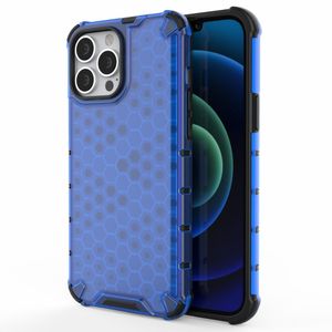 Lunso - Honinggraat Armor Backcover hoes - iPhone 13 Pro Max - Blauw