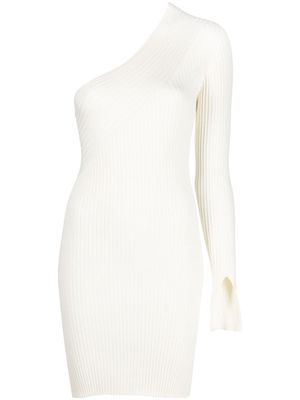 AERON robe courte nervurée à épaules dénudées - Blanc