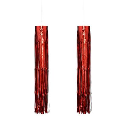 Feest hanger - 2x - L80 cm - rood - glitter - kunststof - disco/seventies - feestversiering Feest hanger - 2x - L80 cm - rood - glitter - kunststof - disco/seventies - feestversiering