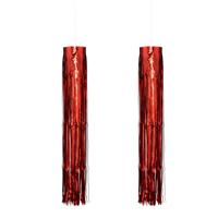 Feest hanger - 2x - L80 cm - rood - glitter - kunststof - disco/seventies - feestversiering