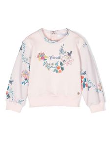 Roberto Cavalli Junior floral-embroidered crew-neck sweatshirt - Rose