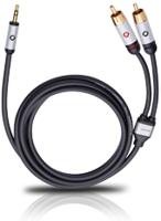 Oehlbach I-CONNECT J-35/R Cinch / Jackplug Audio Aansluitkabel [2x Cinch-stekker - 1x Jackplug male 3,5 mm] 1.50 m Zwart Vergulde steekcontacten - thumbnail