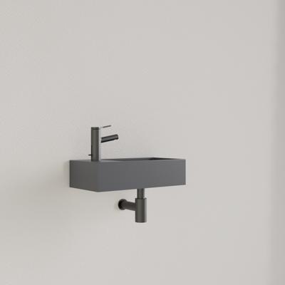 Fontein Gliss Design Nano 36x18x9 cm 1 Kraangat Links Leigrijs